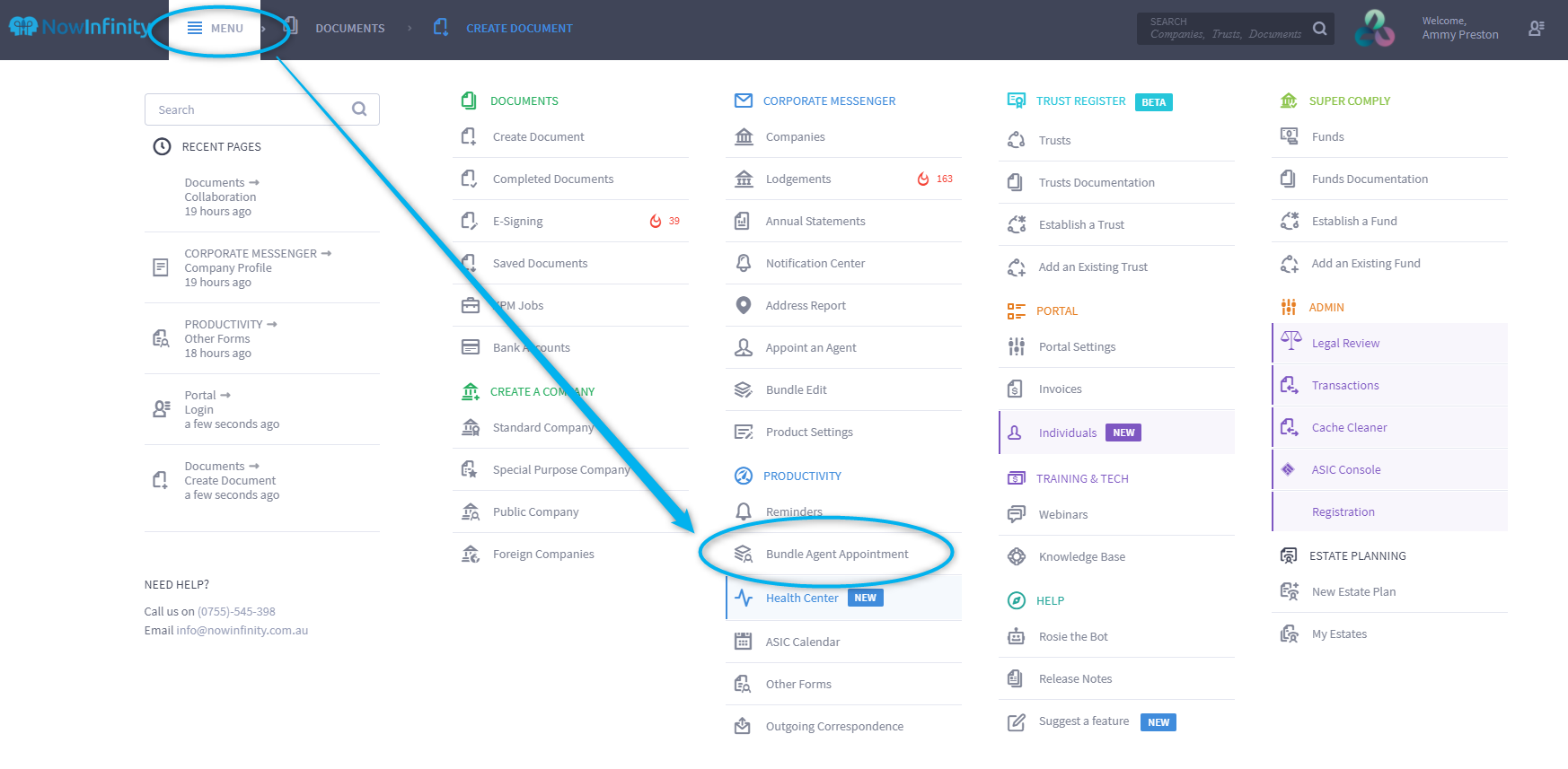 How do I change my ASIC Agent Number and ASIC EDGE details? NowInfinity